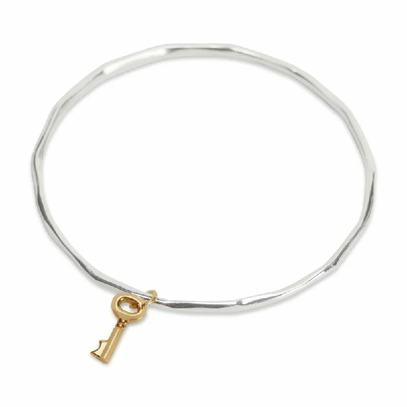 bracelet with quote for him-Key Bangle | Silver - Gold