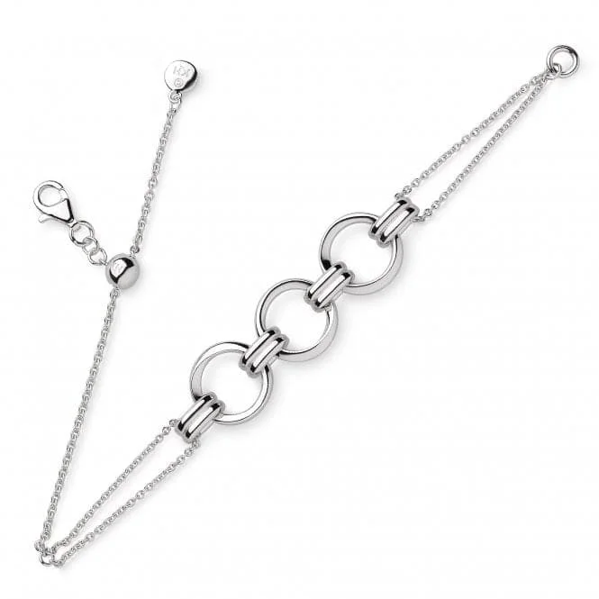 silver charm bracelet-Bevel Unity Twin Chain Slider Adjustable Bracelet 71173RP