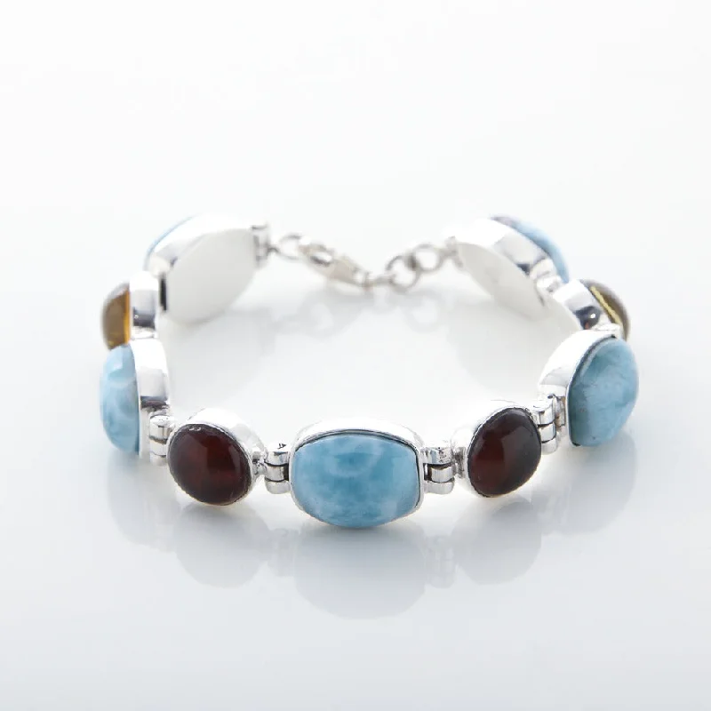 pearl bracelet for bride-Larimar Amber Bracelet Elvira II