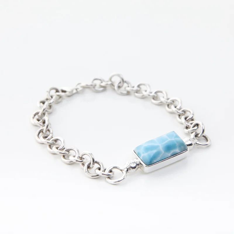 chakra healing bracelet for women-Larimar Boyfriend Bracelet