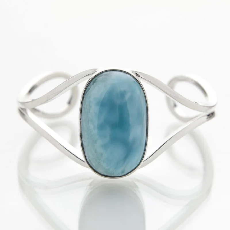 braided bracelet with beads-Larimar Cuff Bracelet Thalia