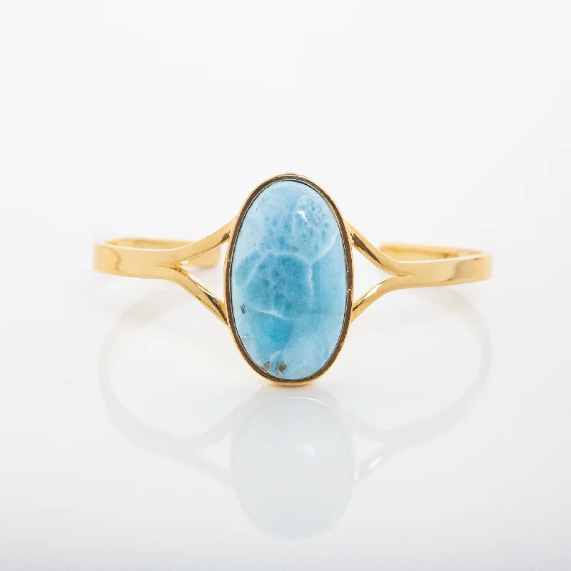 spiritual gemstone bracelet-Larimar Vermeil Cuff Farah