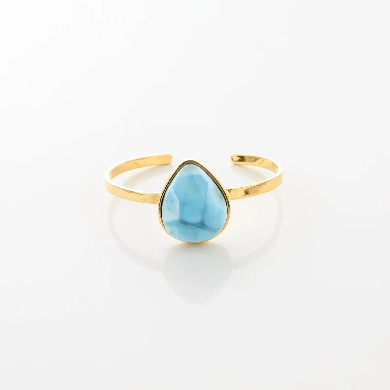 leather beaded bracelet-Larimar Gold Vermeil Cuff Leni