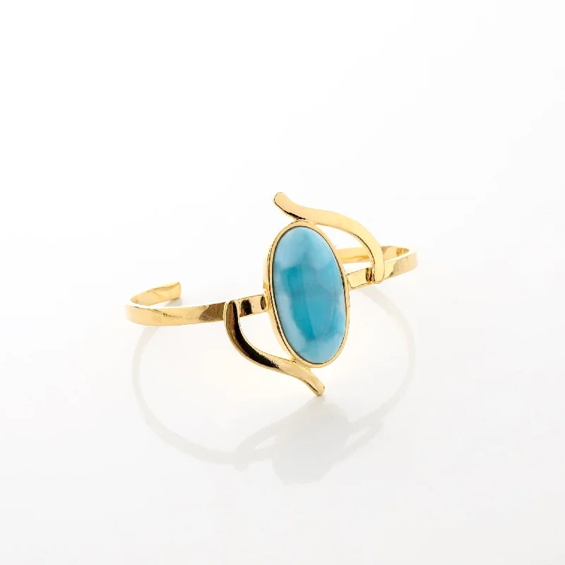 women’s birthstone bracelet-Larimar Gold Vermeil Cuff Liora