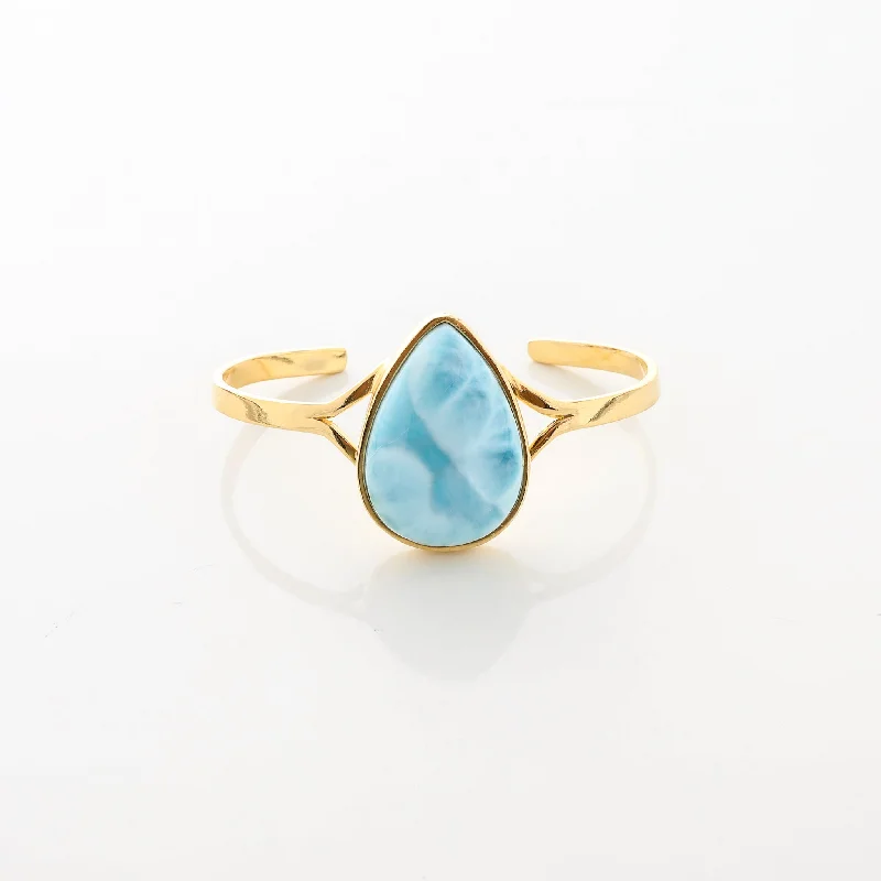 braided friendship bracelet-Larimar Gold Vermeil Cuff Liv