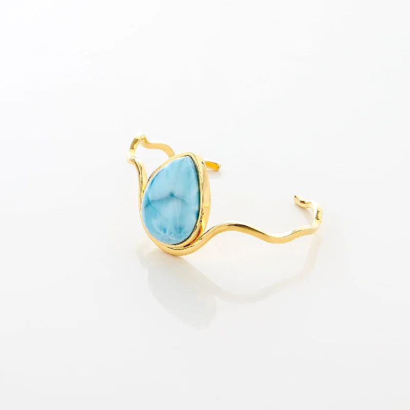 bracelet for casual wear-Larimar Gold Vermeil Cuff Lux