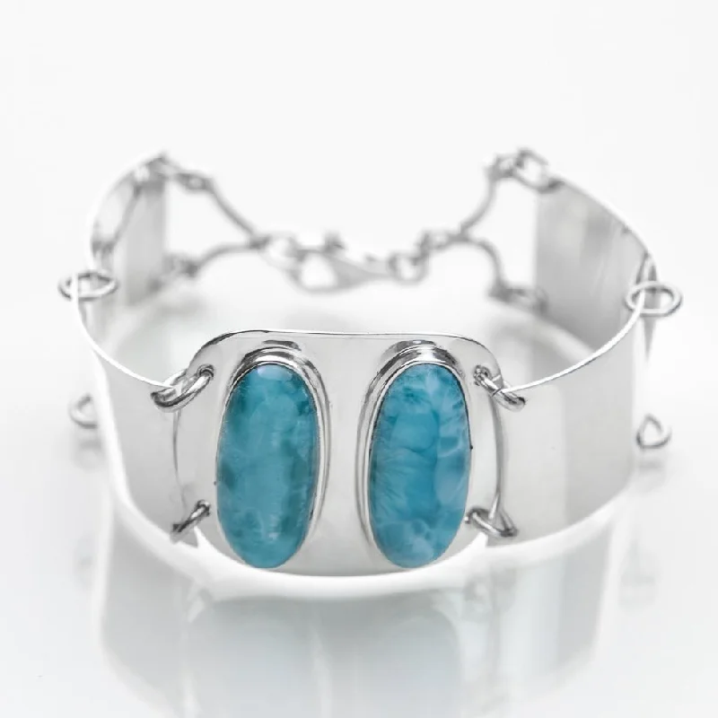 cuff bracelet with engraving-Larimar Stones Bracelet Mecca