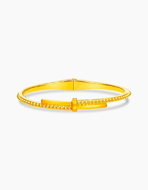 trendy bracelet for teens-LVC 9IN Affinity Love 999 Gold Bangle