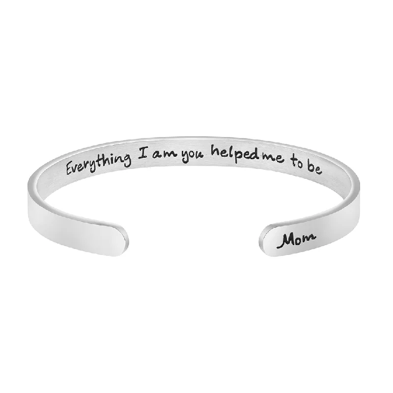 leather strap bracelet-Everything I am you helped me to be