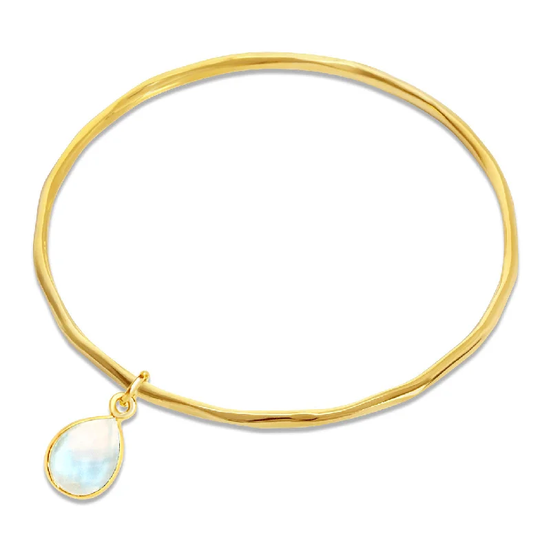 bracelet for mother’s day-Moonstone Charm Bangle | Gold - June