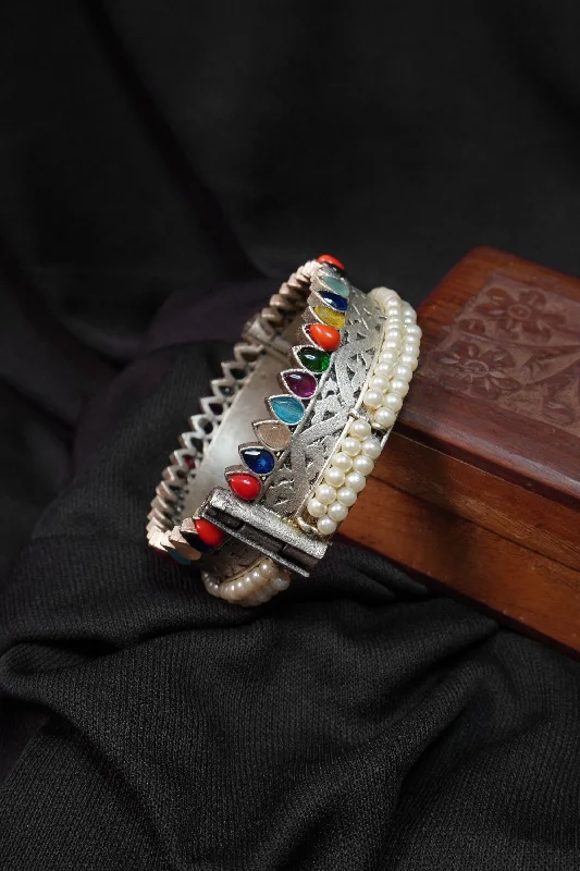 men’s personalized bracelet-Multicolour Oxidized Kada/ Bangle