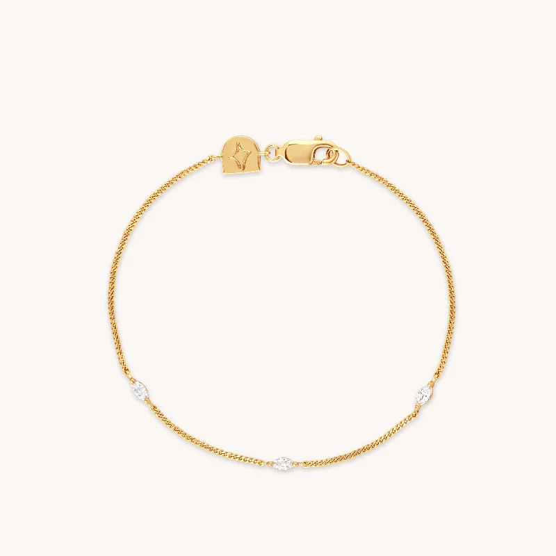 sterling silver bracelet for teens-Navette Crystal Bracelet in Gold