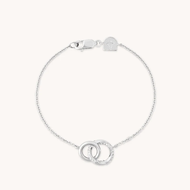 silver bracelet with heart charm-Orbit Crystal Bracelet in Silver