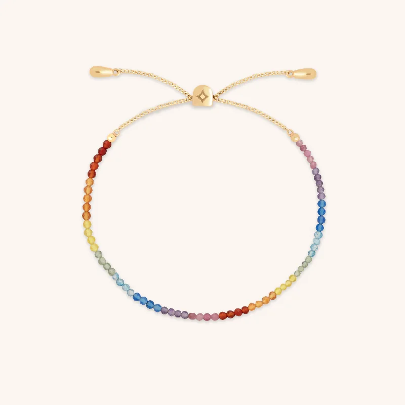 handmade beaded bracelet-Rainbow Gemstone Bracelet in 9k Gold