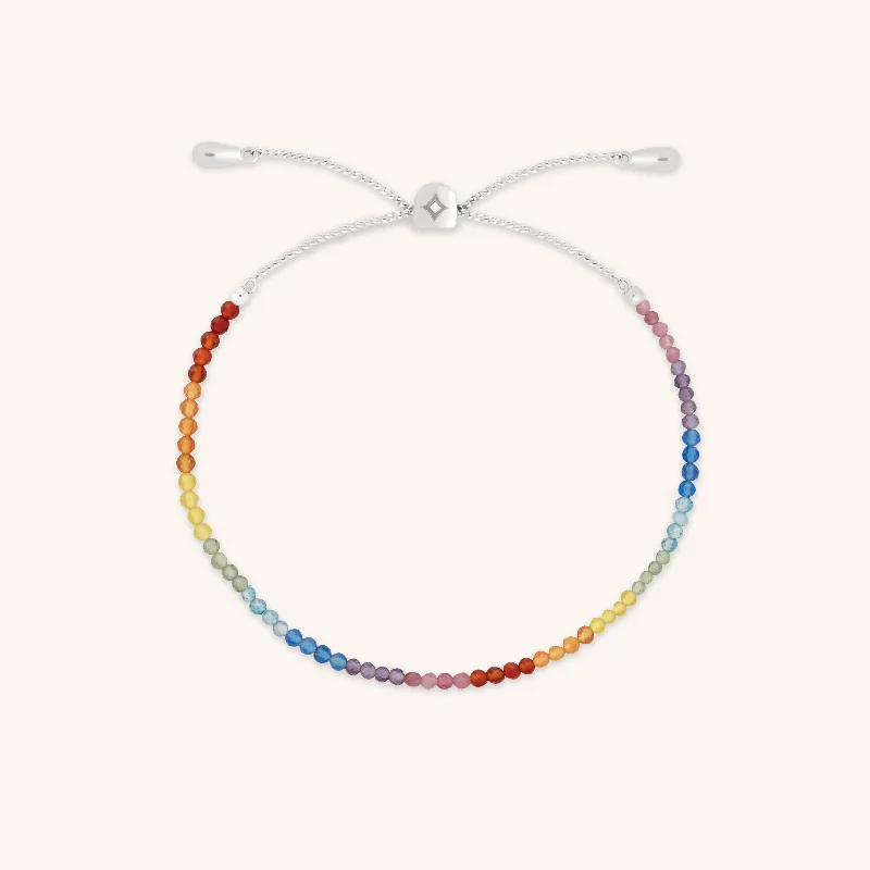 statement bracelet for women-Rainbow Gemstone Bracelet in 9k White Gold