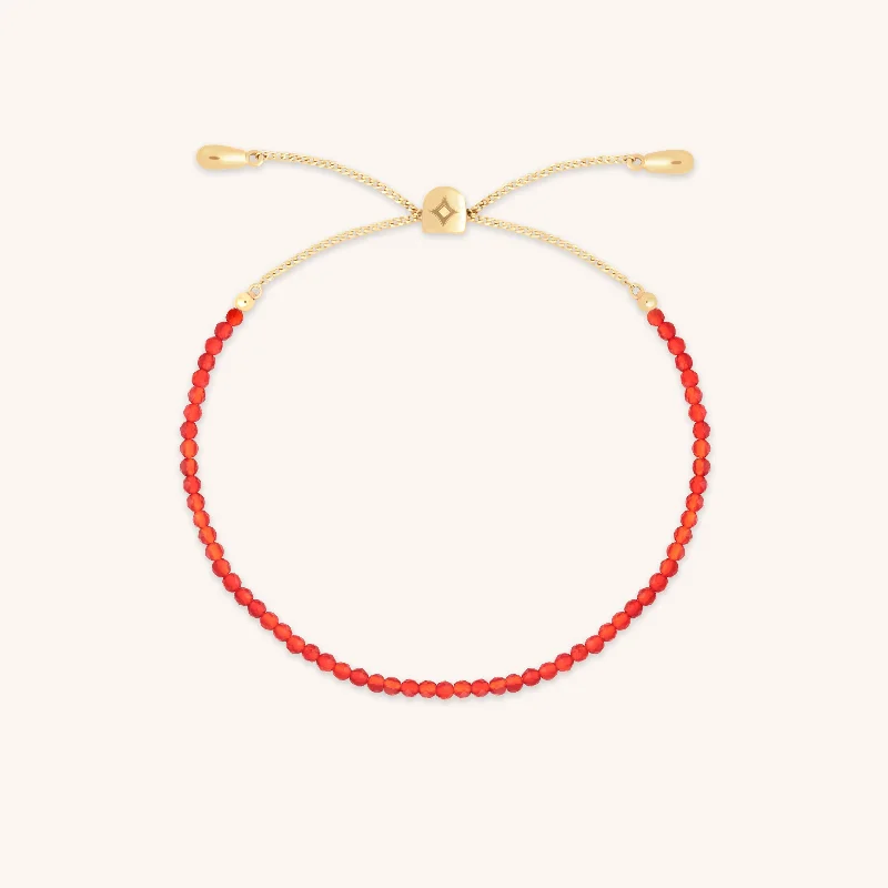 simple chain bracelet-Red Agate Gemstone Bracelet in 9k Gold