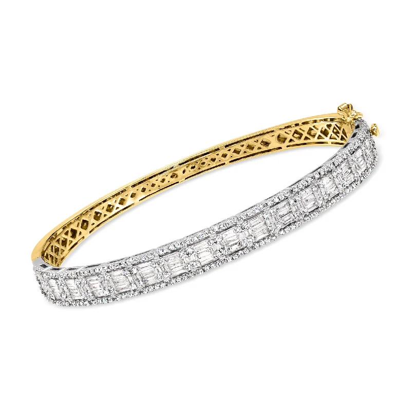 fashion crystal bracelet-Ross-Simons Diamond Bangle Bracelet in 14kt 2-Tone Gold