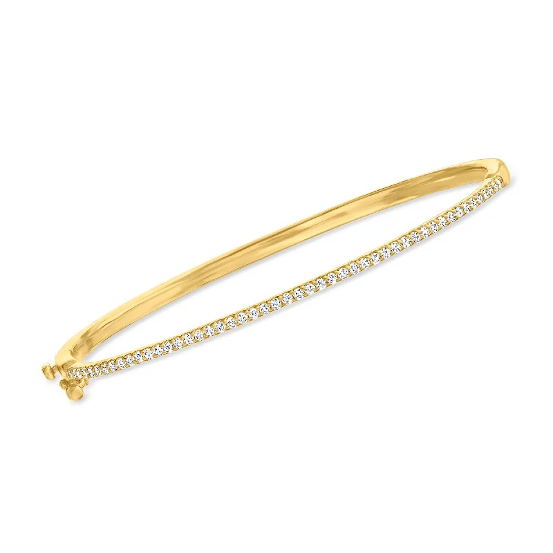 handmade gemstone bracelet-Ross-Simons Diamond Bangle Bracelet in 18kt Gold Over Sterling