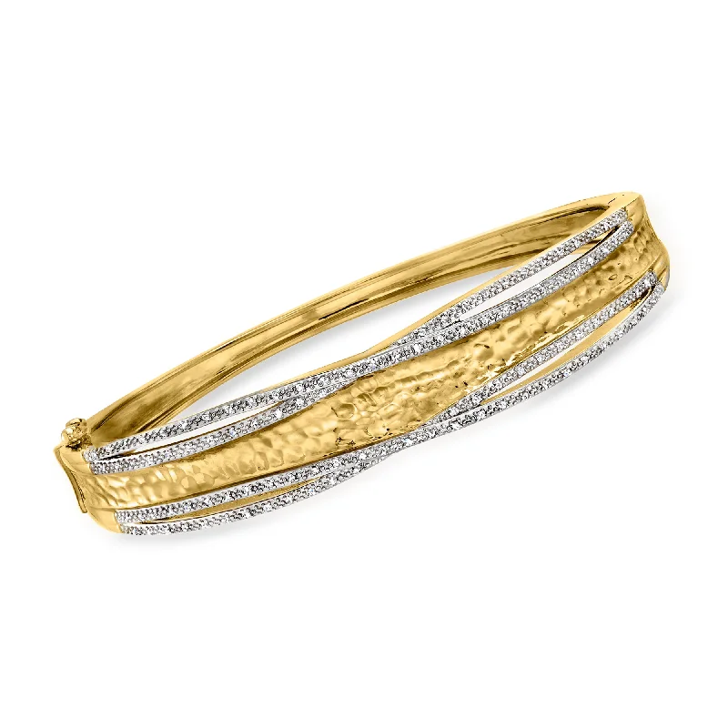 luxury charm bracelet-Ross-Simons Diamond Bangle Bracelet in 18kt Gold Over Sterling