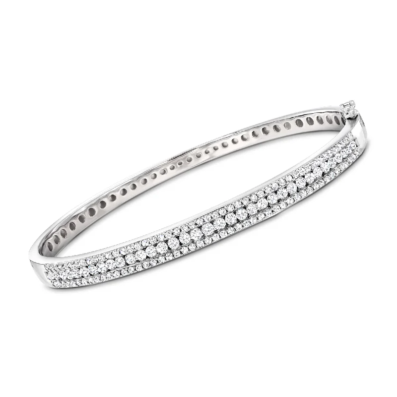 men’s bracelet with gemstones-Ross-Simons Diamond Bangle Bracelet in Sterling Silver