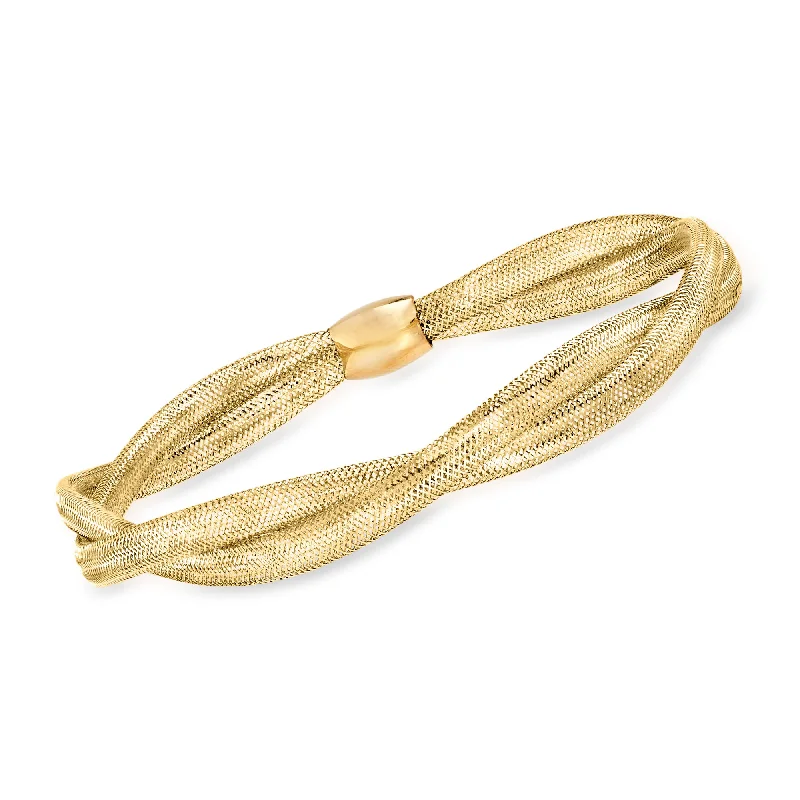 handmade bracelet with leather-Ross-Simons Italian 14kt Yellow Gold Double-Mesh Bangle Bracelet