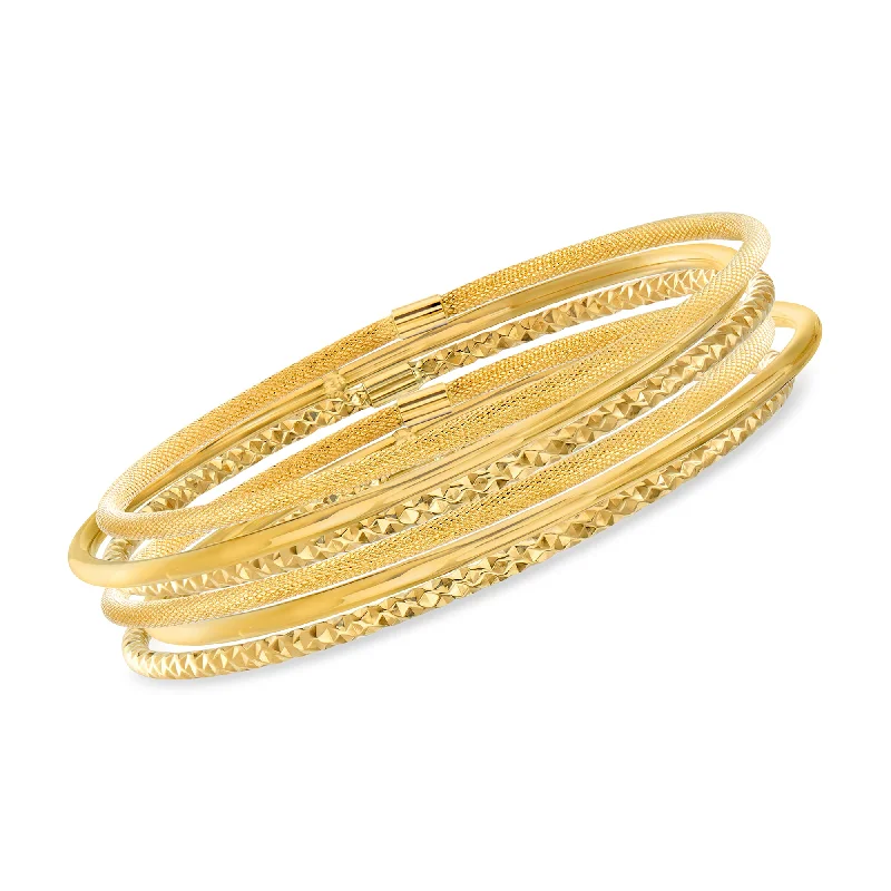 spiritual bracelet for men-Ross-Simons Italian 14kt Yellow Gold Multi-Finish Jewelry Set: 6 Bangle Bracelets