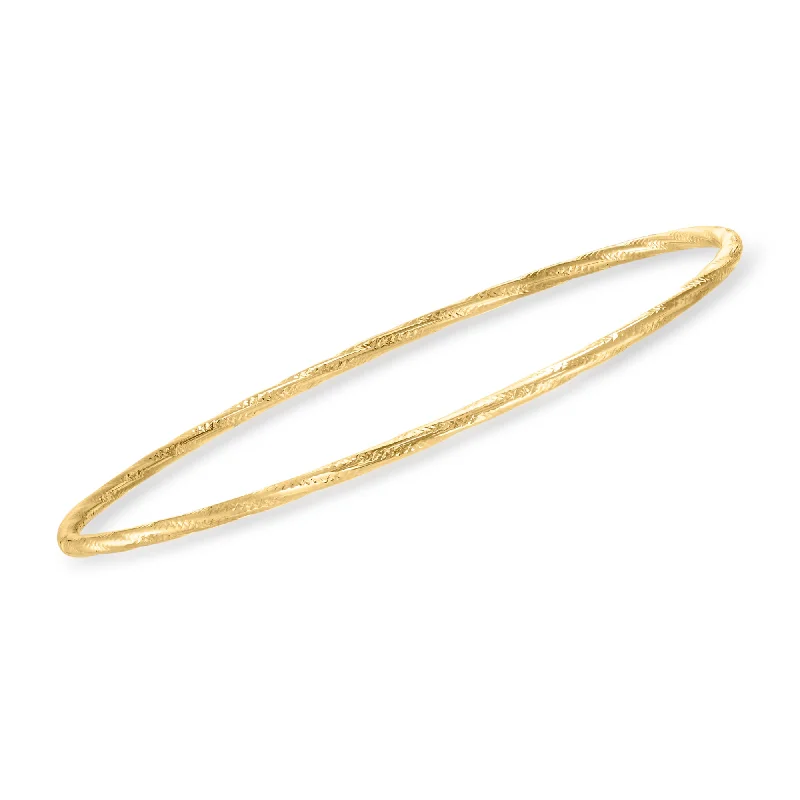 handmade bracelet for girls-Ross-Simons Italian 14kt Yellow Gold Twisted Bangle Bracelet