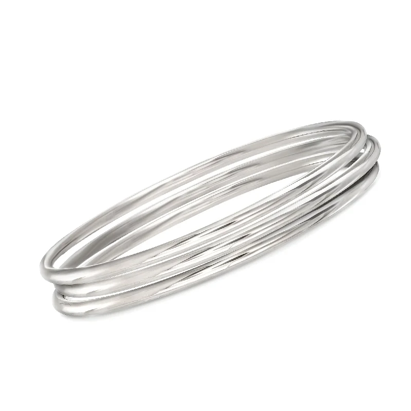 silver bracelet with a lock-Ross-Simons Italian Sterling Silver Jewelry Set: 3 Polished Bangle Bracelets