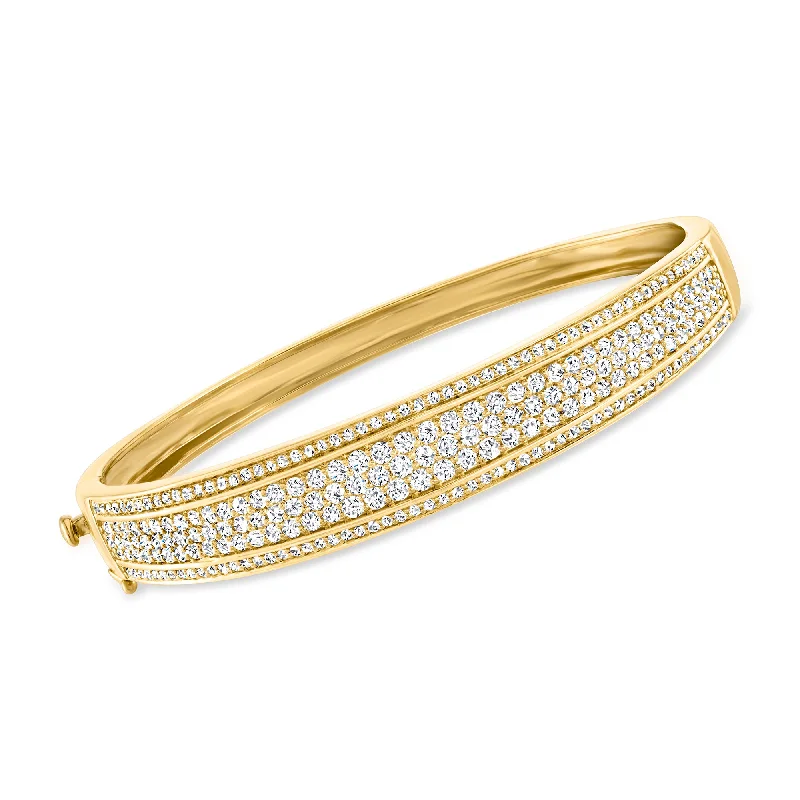 nautical bracelet for men-Ross-Simons Pave Diamond Bangle Bracelet in 18kt Gold Over Sterling