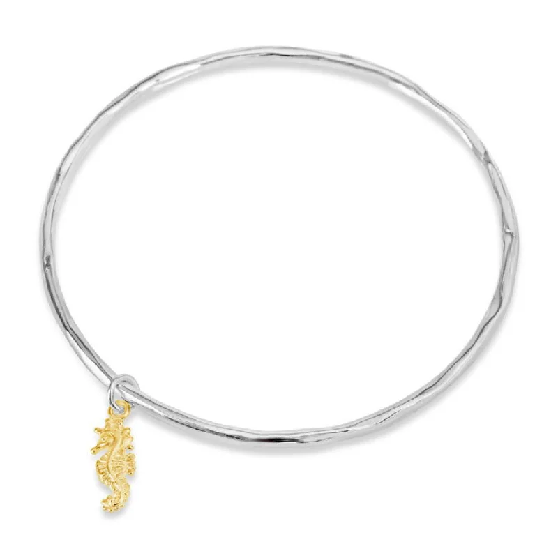 beautiful crystal bracelet-Seahorse Bangle | Silver - Gold