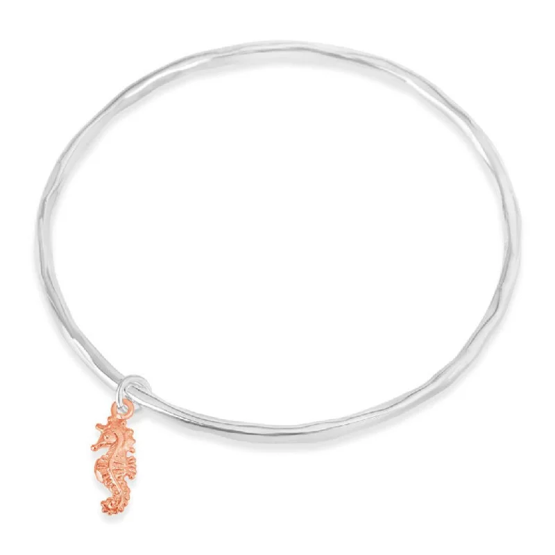 bracelet for wedding party-Seahorse Bangle | Silver - Rose Gold