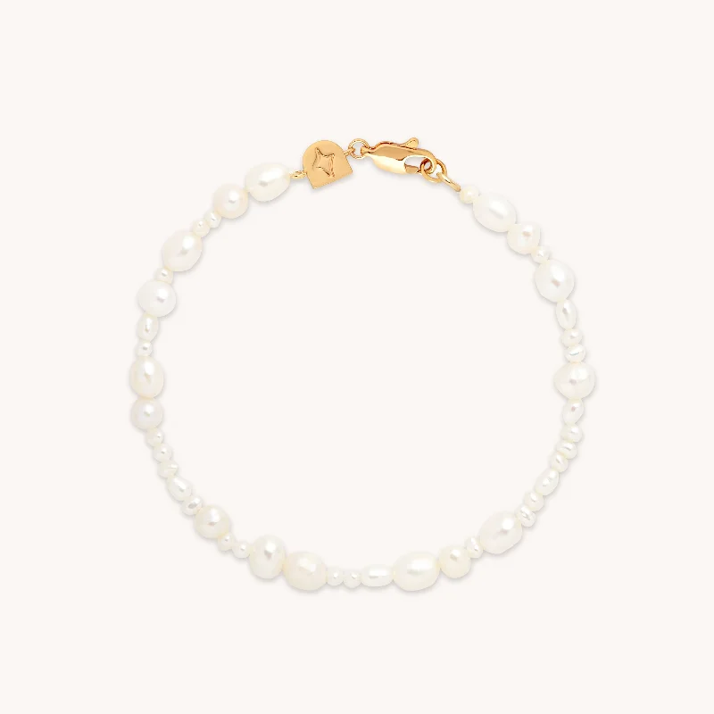 engraved bracelet for son-Serenity Pearl Beaded Bracelet in Gold