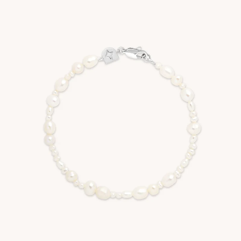 chain bracelet with charms-Serenity Pearl Beaded Bracelet in Silver