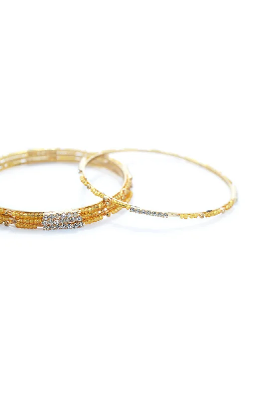 adjustable gold bracelet-Gold Plated Stones and Beads Bangles