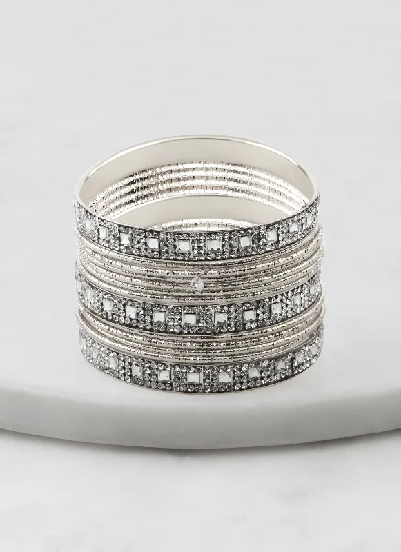 elegant bracelet for events-Cubic Zirconia Bangles Set of 13