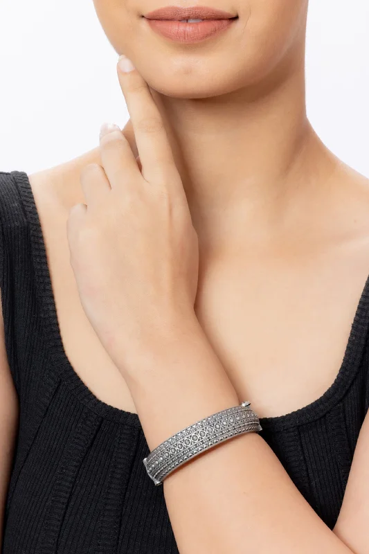 simple chain bracelet-Silver Oxidised Bangle/kada for Women