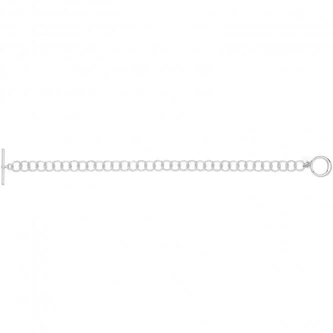 silver bracelet for anniversary-Acotis Silver Jewellery Rhodium Plated T-Bar Circle Link Bracelet G2703rh