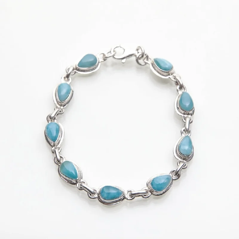 leather bracelet with buckle-Teardrop Larimar Bracelet Godiva