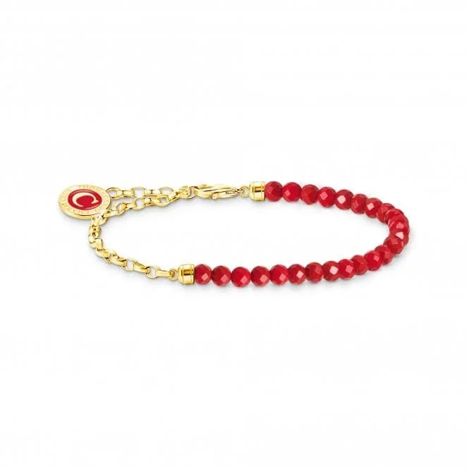 tennis bracelet for evening wear-Charmista Sterling Silver Gold Plated Enamel Red Bracelet A2130-427-10