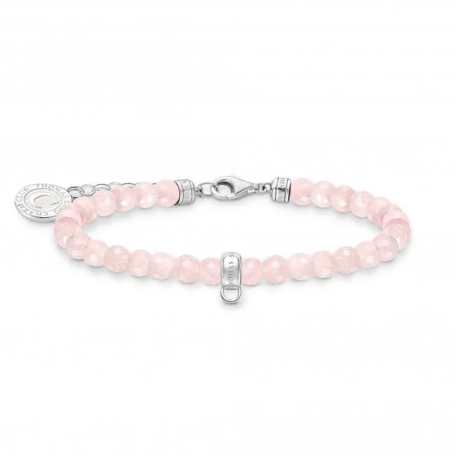 luxury leather bracelet-Sterling Silver Enamel Rose Quartz Pink Bracelet A2141-067-9