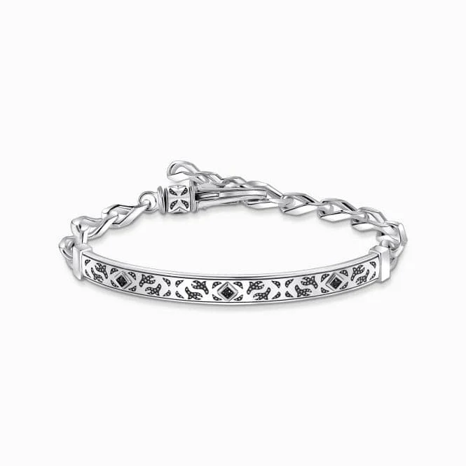 minimalist cuff bracelet-Sterling Silver Blackened Zirconia Patterned Bracelet A2146-643-21