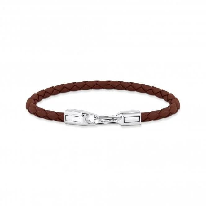 engraved bracelet for sister-Sterling Silver Brown Leather Bracelet A2149-682-2