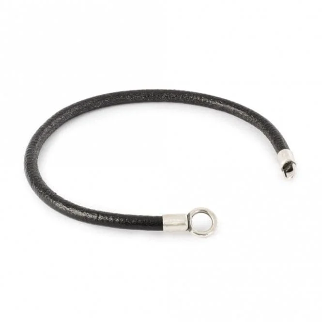 men’s woven bracelet-Leather Cord Black Bracelet