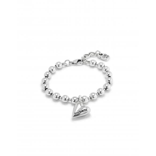 women’s fashion bracelet-Cupido Silver Plated Beads Heart Bracelet PUL2402MTL000