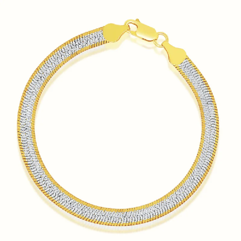 stylish gold bracelet-Vermeil 2 Tone Herringbone Bracelet