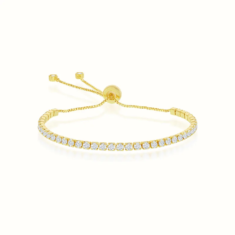 engraved couple bracelet-Women's Vermeil Diamond Adjustable Tennis Bracelet