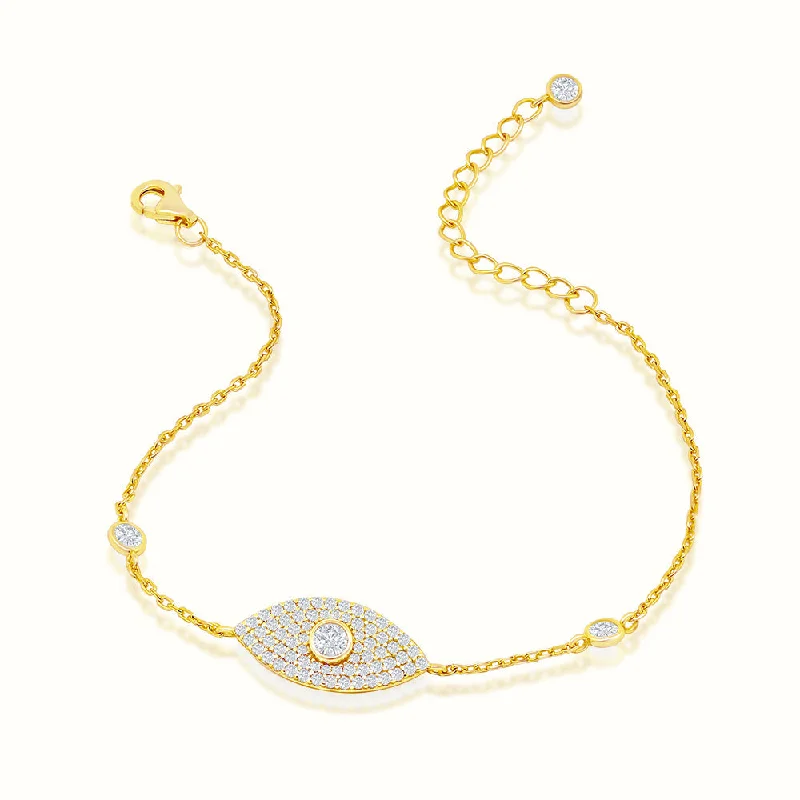 stylish bangle bracelet-Women's Vermeil Diamond Evil Eye Bracelet