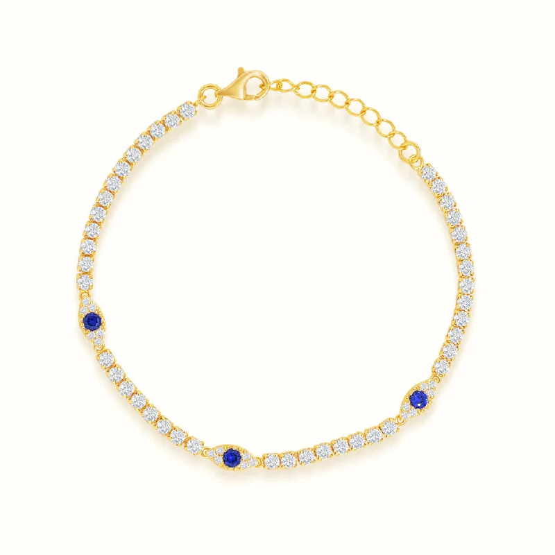 men’s personalized bracelet-Women's Vermeil Diamond Evil Eye Tennis Bracelet