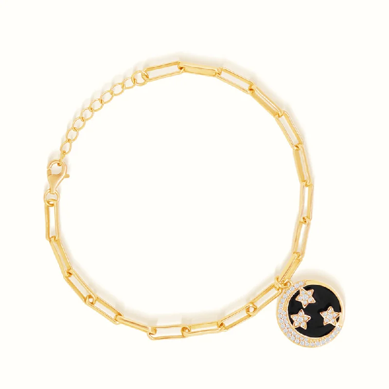 leather beaded bracelet-Women's Vermeil Diamond Star Coin Bracelet