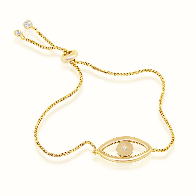 bohemian style bracelet-Women's Vermeil Evil Eye Bezel Diamond Bracelet